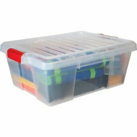 GLOBAL EQUIPMENT Quantum Heavy-Duty Latch Container with Lid 21"Lx15-7/8"x7-3/4"H Clear Price Each 493488CL